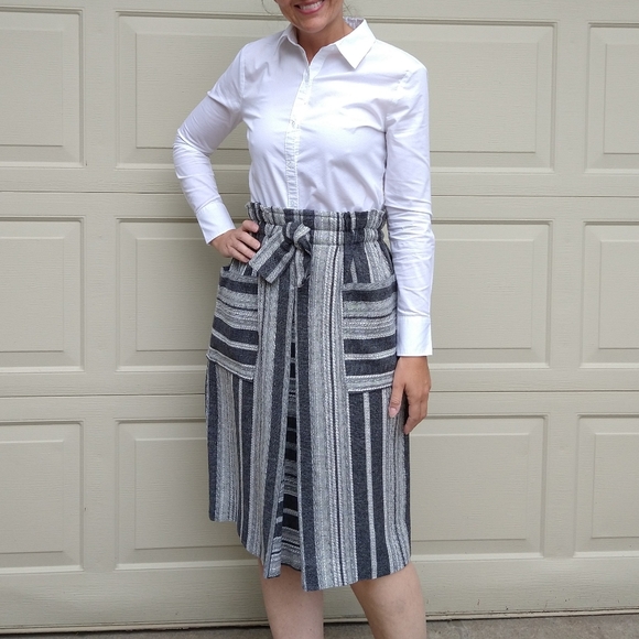 VINTAGE SKIRT paperbag waist midi S M (K9) - Picture 5 of 10